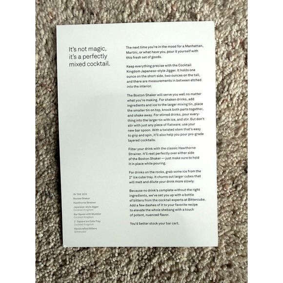 NIB Bespoke Post Cocktail Bar Toolkit Shaker Muddler Strainer Jigger Bitters Set - Picture 4 of 4